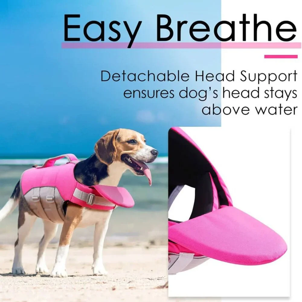 ThinkPet Dog Life Jacket, Reflective Lifesaver with Rescue Handle, RED XXL
